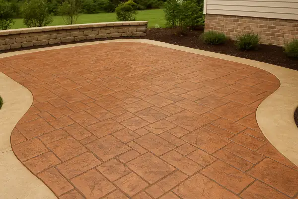 a brand new stamped concrete patio finished from Houston Concrete Services in Houston, TX - Commercial Concrete Projects a brand new stamped concrete patio finished from Houston Concrete Services in Houston, TX - Commercial Concrete Projects