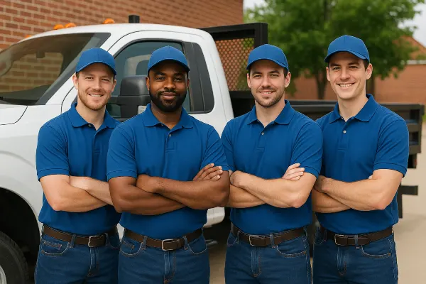 4 workers in uniform similing at the camera from Houston Concrete Services in Houston, TX - Concrete Cutting Services
