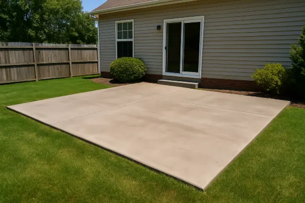 a house featuring a new concrete patio from Houston Concrete Services in Houston, TX - Concrete Cutting Services