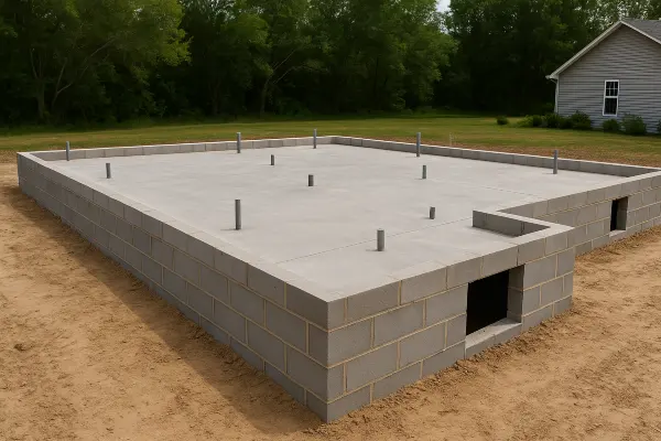 a finished concrete foundation for a new house from Houston Concrete Services in Houston, TX - Concrete resurfacing