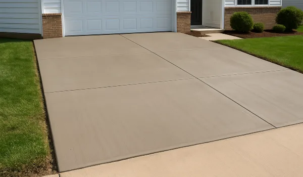 a brand new concrete driveway from Houston Concrete Services in Houston, TX - stamped concrete patios
