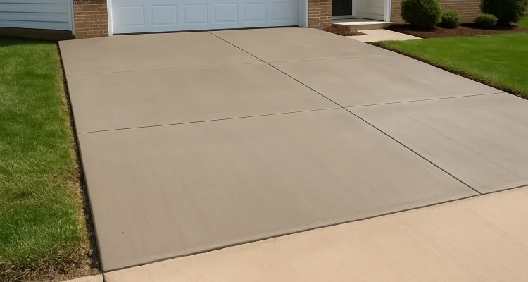 a brand new concrete driveway from Houston Concrete Services in Houston, TX - stamped concrete patios